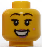 Lego Female Head Metallic Pink Lips Beauty Mark Open Mouth Smile Singing Pattern