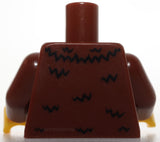 Lego Dark Brown Torso Tattered Jacket Dark Tan Shirt Orange Collar Belt