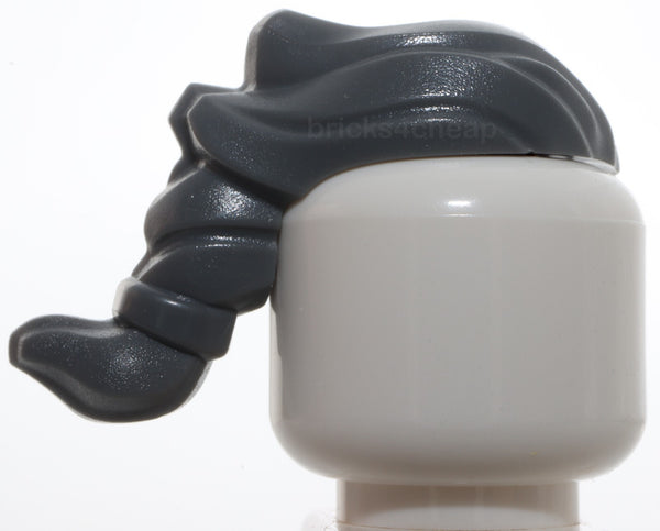 Lego Dark Bluish Gray Minifigure Hair Narrow Swept Back with Ponytail