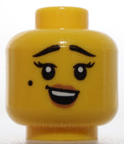 Lego Head Female Black Eyebrows Beauty Mark Medium Nougat Lips Lopsided Grin