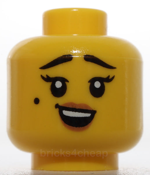 Lego Head Female Black Eyebrows Beauty Mark Medium Nougat Lips Lopsided Grin