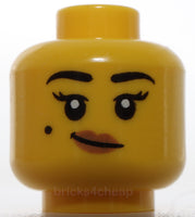 Lego Head Female Black Eyebrows Beauty Mark Medium Nougat Lips Lopsided Grin