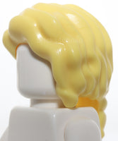 Lego Bright Light Yellow Mini Doll Hair Wavy Parted on Right Loose Braid in Back