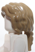 Lego Dark Tan Mini Doll Hair Wavy Parted on Right Loose Braid in Back