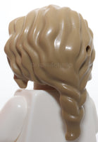 Lego Dark Tan Mini Doll Hair Wavy Parted on Right Loose Braid in Back