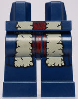 Lego Dark Blue Minifigure Legs with Tan Fur Coattails and Dark Red Tunic Pattern