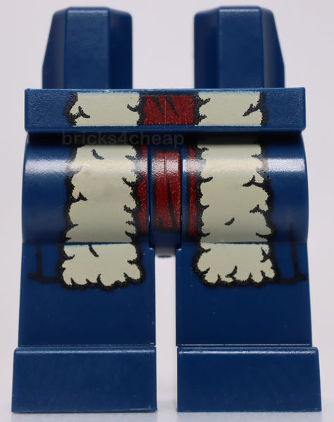 Lego Dark Blue Minifigure Legs with Tan Fur Coattails and Dark Red Tunic Pattern