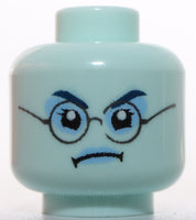 Lego Light Aqua Head Dark Bluish Gray Glasses Crying Angry Pattern