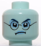 Lego Light Aqua Head Dark Bluish Gray Glasses Crying Angry Pattern