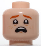Lego Head Child Dark Orange Eyebrows Nougat Freckles Lopsided Grin Scared