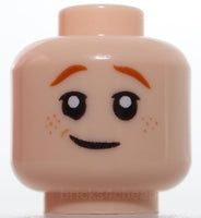 Lego Head Child Dark Orange Eyebrows Nougat Freckles Lopsided Grin Scared