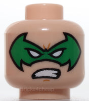 Lego Head Green Bat Shaped Domino Mask White Eyes Grin Fierce Pattern
