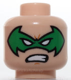 Lego Head Green Bat Shaped Domino Mask White Eyes Grin Fierce Pattern