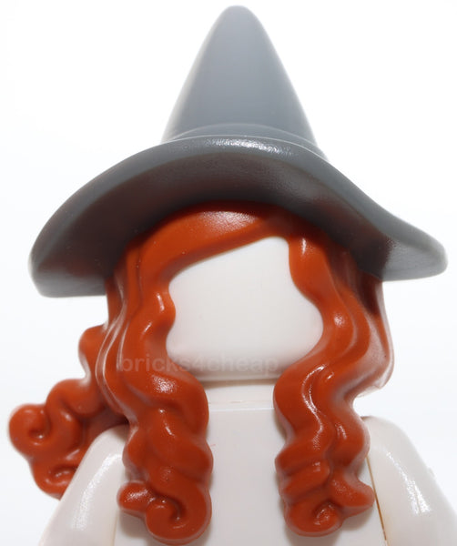 Lego Hair with Hat Long Hair 2 Braids over Shoulders Molded Witch Hat