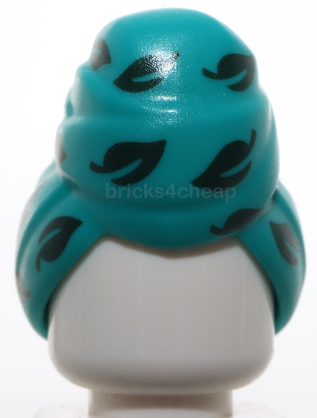 Lego Minifigure Headgear Hair Wrap with Dark Green Leaves Pattern