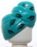 Lego Minifigure Headgear Hair Wrap with Dark Green Leaves Pattern