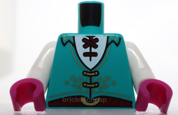 Lego Torso Vest Gold Filigree Clasps White Shirt Dark Red Laces Buckle Pattern