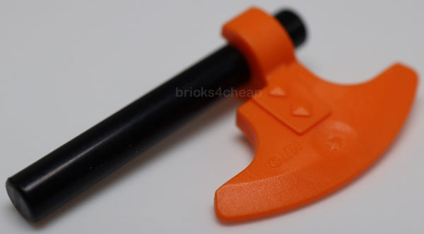 Lego Castle Minifigure Weapon Orange Axe Head with Clip Black 3L Bar