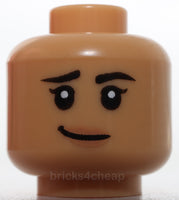 Lego Medium Tan Head Female Lopsided Grin Surprised Open Mouth Top Teeth Tongue