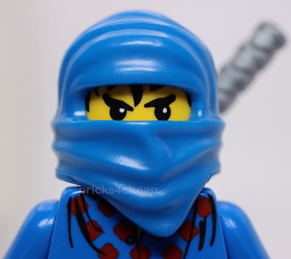 Lego Blue Ninja Minifigure with Pearl Light Gray Shamshir Katana Sword