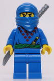Lego Blue Ninja Minifigure with Pearl Light Gray Shamshir Katana Sword