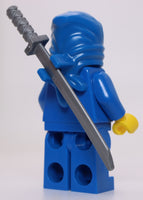 Lego Blue Ninja Minifigure with Pearl Light Gray Shamshir Katana Sword