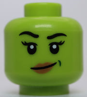 Lego Female Black Eyebrows Eyelashes Dark Green Dimple Medium Nougat Lips Grin