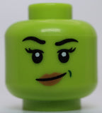 Lego Female Black Eyebrows Eyelashes Dark Green Dimple Medium Nougat Lips Grin
