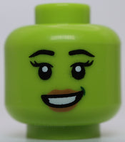 Lego Female Black Eyebrows Eyelashes Dark Green Dimple Medium Nougat Lips Grin