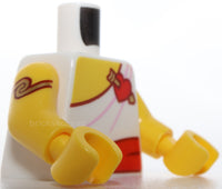 Lego Torso Toga Yellow Chest Red Sash Heart with Gold Arrow Dark Red Outline
