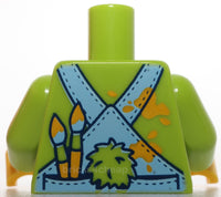 Lego Torso Bright Light Blue Overalls Decorated Eggs Paint Brush in Pockets