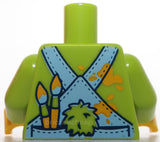 Lego Torso Bright Light Blue Overalls Decorated Eggs Paint Brush in Pockets