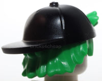 Lego Hair Combo Hair Hat Short Tousled Hair Molded Black Cap Short Curved Bill