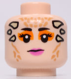Lego Head Female Dark Pink Lips Dark Orange Eye Shadow Tan Horns Grimace Pattern