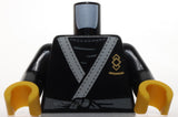 Lego Black Torso Tunic Light Bluish Gray Trim Symbol Gold Squares Tiger on Back