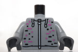 Lego Light Bluish Gray Torso Hoodie White Zipper Drawstrings ZigZag Mouth