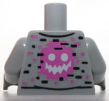 Lego Light Bluish Gray Torso Hoodie White Zipper Drawstrings ZigZag Mouth