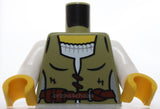 Lego Olive Green Torso Female Vest White Shirt Yellow Neck Reddish Brown Belt