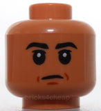 Lego Nougat Head Black Eyebrows Dark Orange Chin Dimple Smirk Sad Closed Mouth