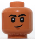 Lego Nougat Head Black Eyebrows Dark Orange Chin Dimple Smirk Sad Closed Mouth