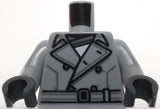 Lego Torso Trench Coat Black Dark Bluish Gray Wide Collar Buttons and Belt