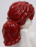 Lego Dark Red Mini Doll Hair Female Tousled Long Loose Ponytail Hole on Top