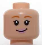 Lego Light Nougat Head Bright Pink Lips Open Mouth Smile with Top Teeth