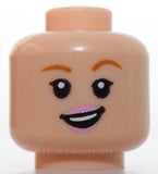 Lego Light Nougat Head Bright Pink Lips Open Mouth Smile with Top Teeth