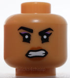 Lego Head Female Black Eyebrows Medium Lavender Eye Shadow Crooked Smile