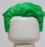 Lego Bright Green Hair Swept Left Tousled with Slight Widows Peak Short Side