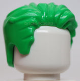 Lego Bright Green Hair Swept Left Tousled with Slight Widows Peak Short Side