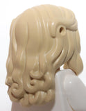 Lego Tan Mini Doll Hair Female Long, Parted on Left Lock over Right Shoulder