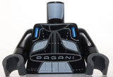 Lego Torso Racing Suit with Dark Bluish Gray Trim White Panels and PAGANI