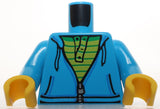Lego Dark Azure Torso Hoodie Zipper over Lime Green Striped Shirt Pattern